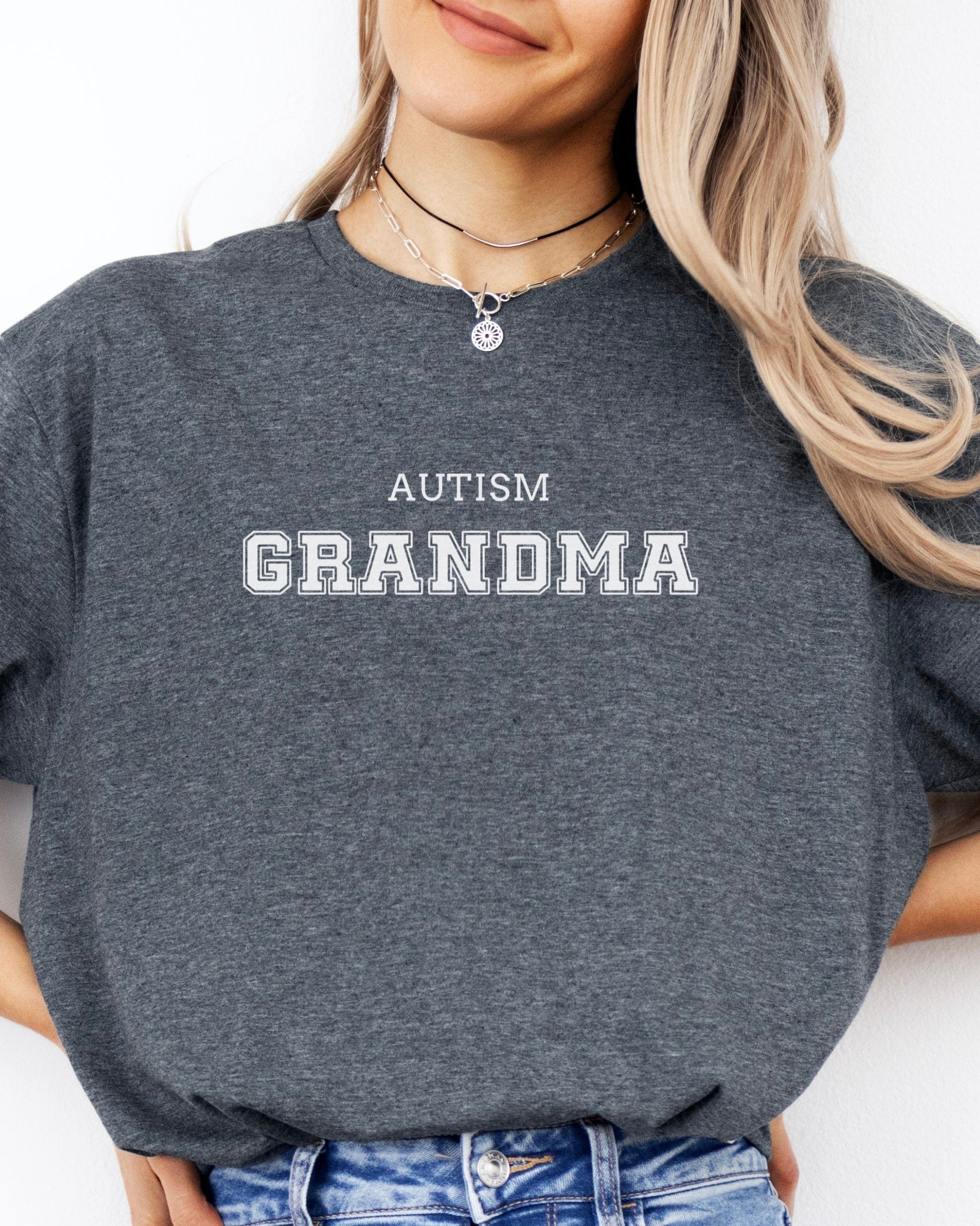 Autism Grandma College Tee-Neurodiversity, ADHD & Autism Awareness & Acceptance T-Shirt by Daily Bloom