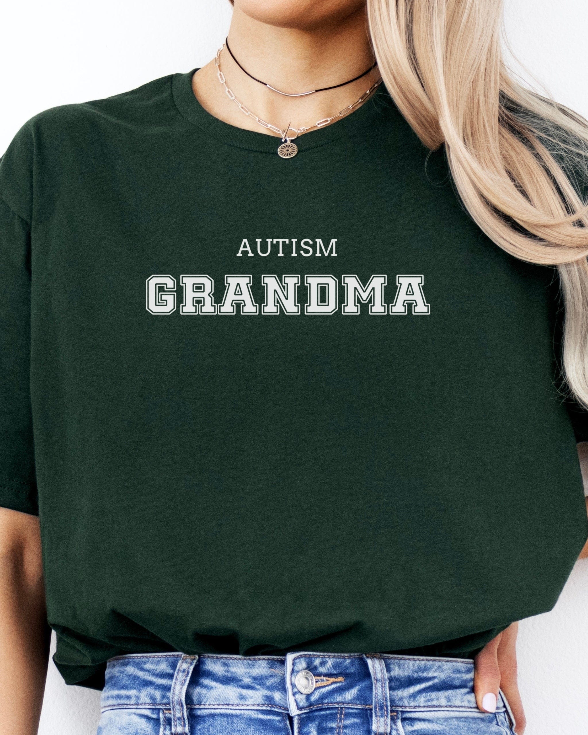 Autism Grandma College Tee-Neurodiversity, ADHD & Autism Awareness & Acceptance T-Shirt by Daily Bloom
