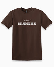 Autism Grandma College Tee-Dark Chocolate-Neurodiversity, ADHD & Autism Awareness & Acceptance T-Shirt by Daily Bloom
