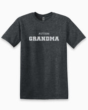 Autism Grandma College Tee-Dark Heather Grey-Neurodiversity, ADHD & Autism Awareness & Acceptance T-Shirt by Daily Bloom