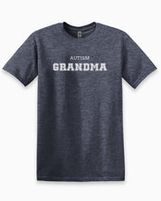 Autism Grandma College Tee-Heather Navy-Neurodiversity, ADHD & Autism Awareness & Acceptance T-Shirt by Daily Bloom