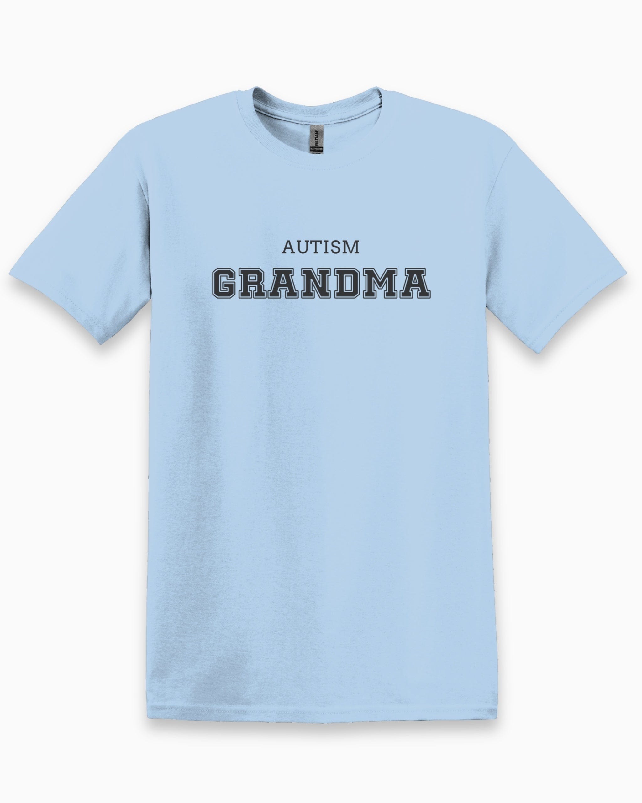 Autism Grandma College Tee-Light Blue-Neurodiversity, ADHD & Autism Awareness & Acceptance T-Shirt by Daily Bloom