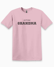 Autism Grandma College Tee-Light Pink-Neurodiversity, ADHD & Autism Awareness & Acceptance T-Shirt by Daily Bloom
