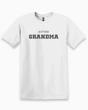 Autism Grandma College Tee-White-Neurodiversity, ADHD & Autism Awareness & Acceptance T-Shirt by Daily Bloom