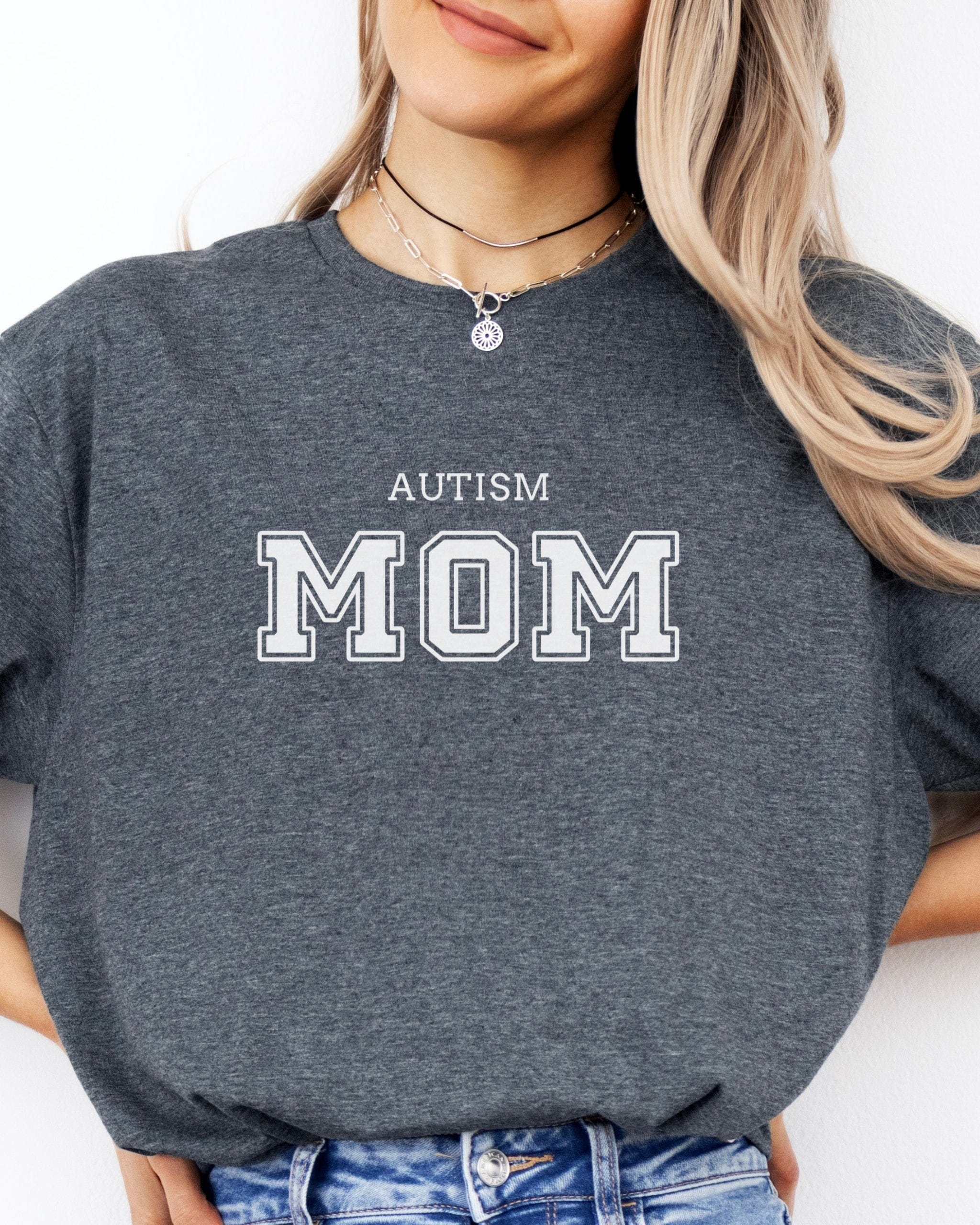 Autism Mom College Tee-Neurodiversity, ADHD & Autism Awareness & Acceptance T-Shirt by Daily Bloom