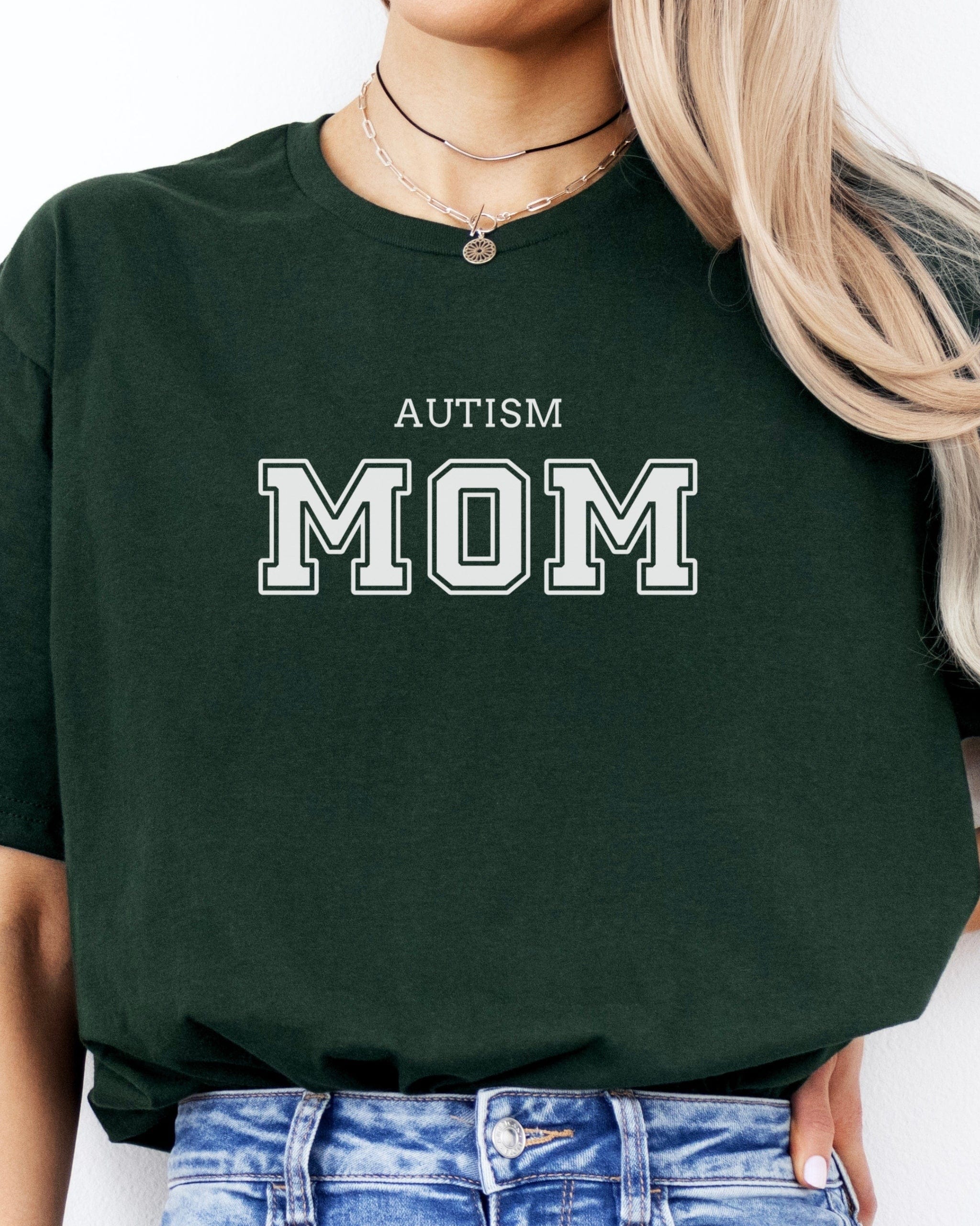 Autism Mom College Tee-Neurodiversity, ADHD & Autism Awareness & Acceptance T-Shirt by Daily Bloom