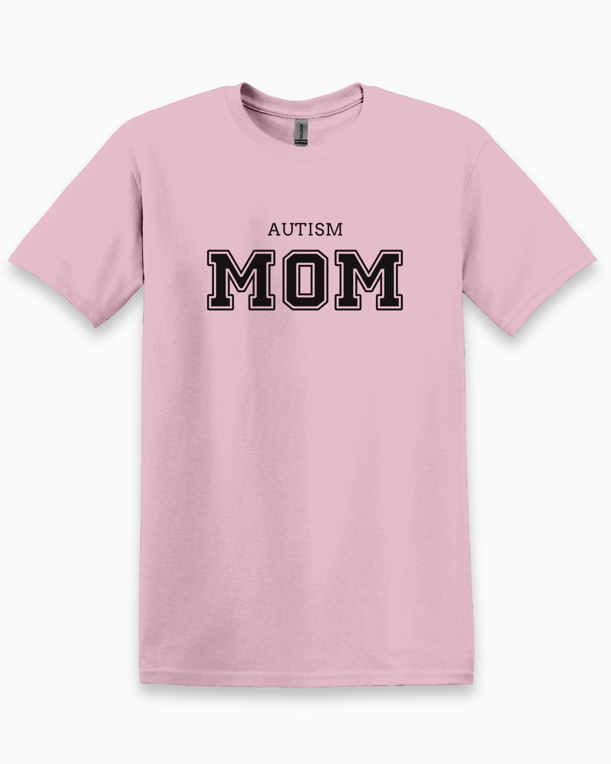 Autism Mom College Tee-Light Pink-Neurodiversity, ADHD & Autism Awareness & Acceptance T-Shirt by Daily Bloom