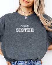 Autism Sister College Tee-Neurodiversity, ADHD & Autism Awareness & Acceptance T-Shirt by Daily Bloom
