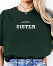Autism Sister College Tee-Neurodiversity, ADHD & Autism Awareness & Acceptance T-Shirt by Daily Bloom