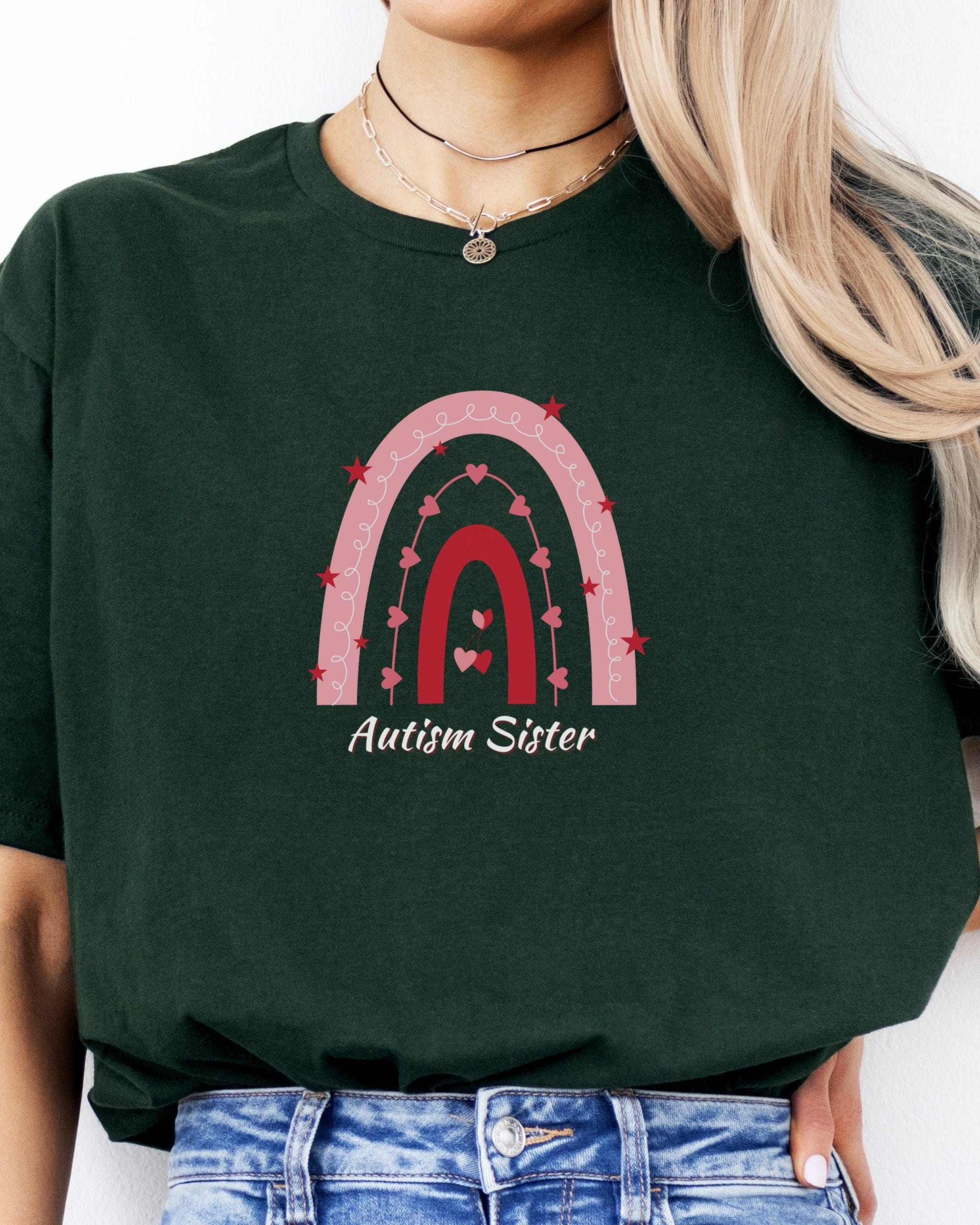 Autism Sister Rainbow Tee-Neurodiversity, ADHD & Autism Awareness & Acceptance T-Shirt by Daily Bloom