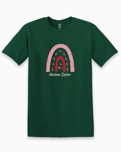 Autism Sister Rainbow Tee-Forest Green-Neurodiversity, ADHD & Autism Awareness & Acceptance T-Shirt by Daily Bloom