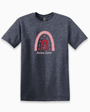 Autism Sister Rainbow Tee-Heather Navy-Neurodiversity, ADHD & Autism Awareness & Acceptance T-Shirt by Daily Bloom