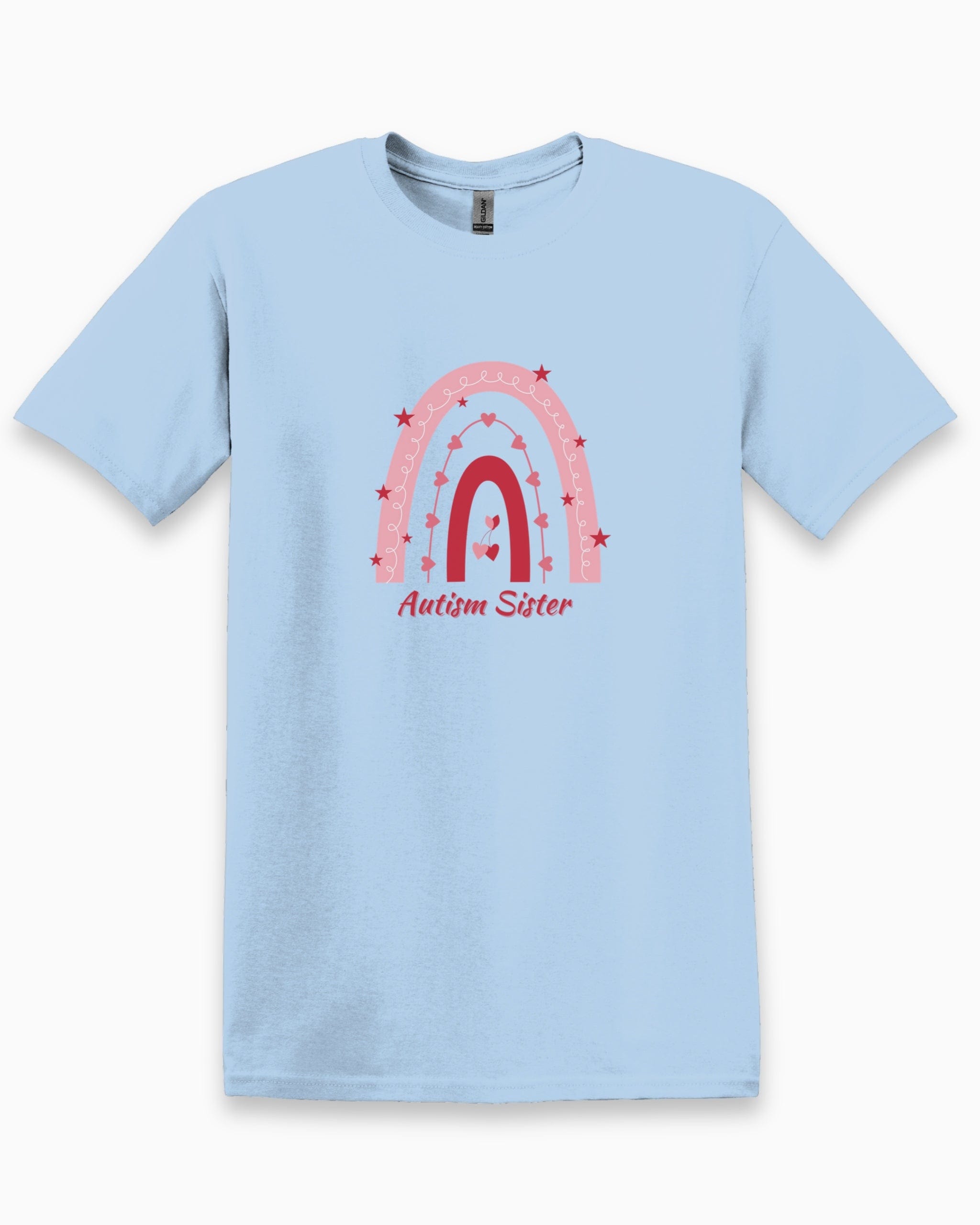 Autism Sister Rainbow Tee-Light Blue-Neurodiversity, ADHD & Autism Awareness & Acceptance T-Shirt by Daily Bloom