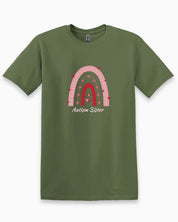 Autism Sister Rainbow Tee-Military Green-Neurodiversity, ADHD & Autism Awareness & Acceptance T-Shirt by Daily Bloom