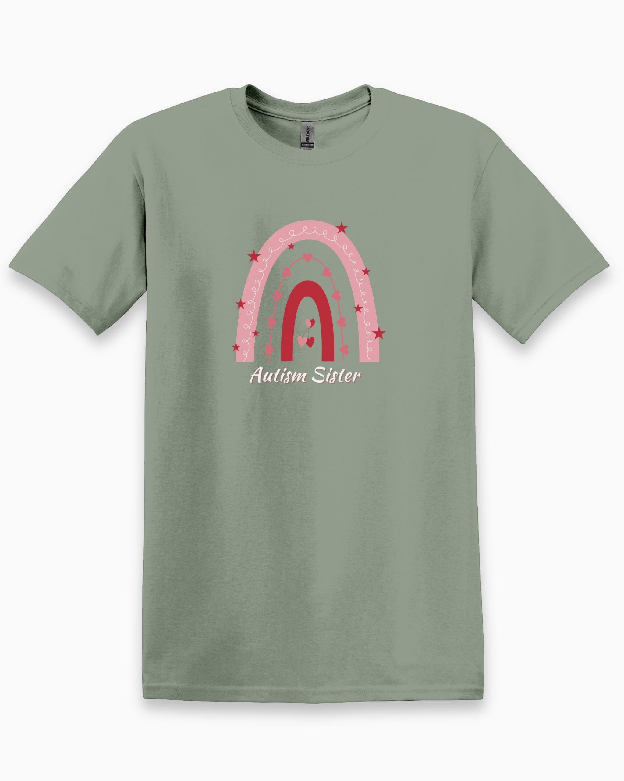 Autism Sister Rainbow Tee-Sage-Neurodiversity, ADHD & Autism Awareness & Acceptance T-Shirt by Daily Bloom