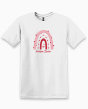Autism Sister Rainbow Tee-White-Neurodiversity, ADHD & Autism Awareness & Acceptance T-Shirt by Daily Bloom