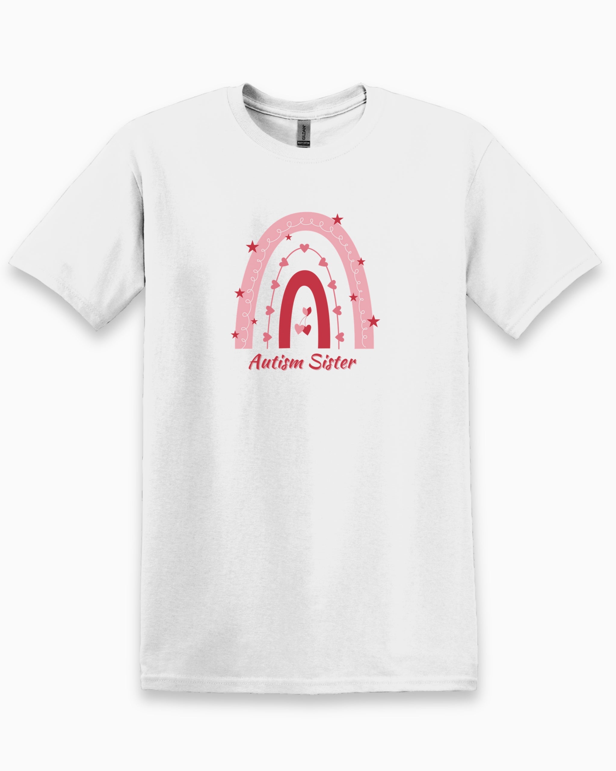 Autism Sister Rainbow Tee-White-Neurodiversity, ADHD & Autism Awareness & Acceptance T-Shirt by Daily Bloom