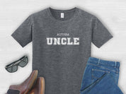 Autism Uncle College Tee-Dark Heather-Neurodiversity, ADHD & Autism Awareness & Acceptance T-Shirt by Daily Bloom