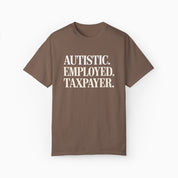 Autism T-Shirt By Daily Bloom Autistic. Employed. Taxpayer Comfort Colors Tee Espresso / S