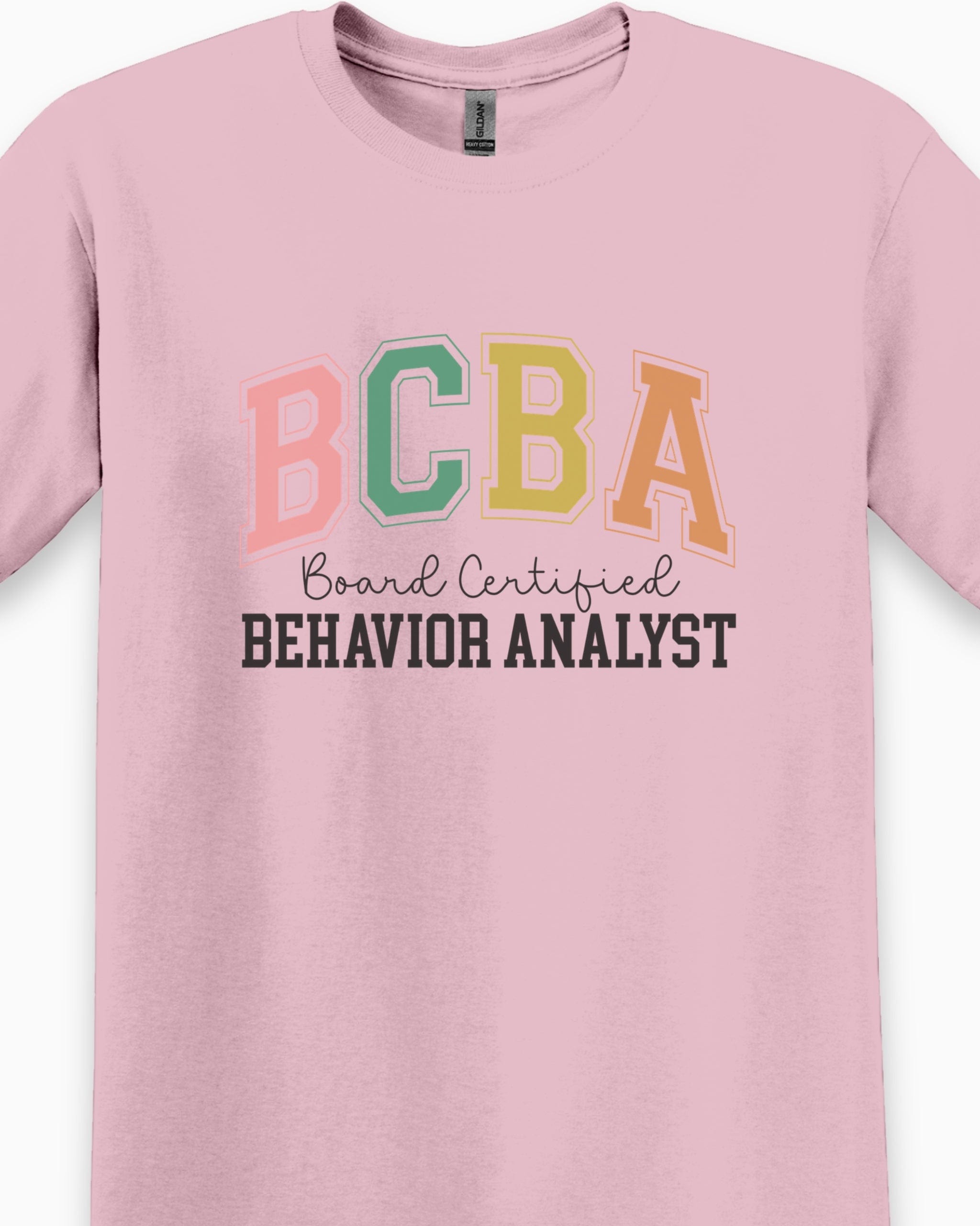 BCBA - Board Certified Behavior Analyst College Style Tee-Neurodiversity, ADHD & Autism Awareness & Acceptance T-Shirt by Daily Bloom