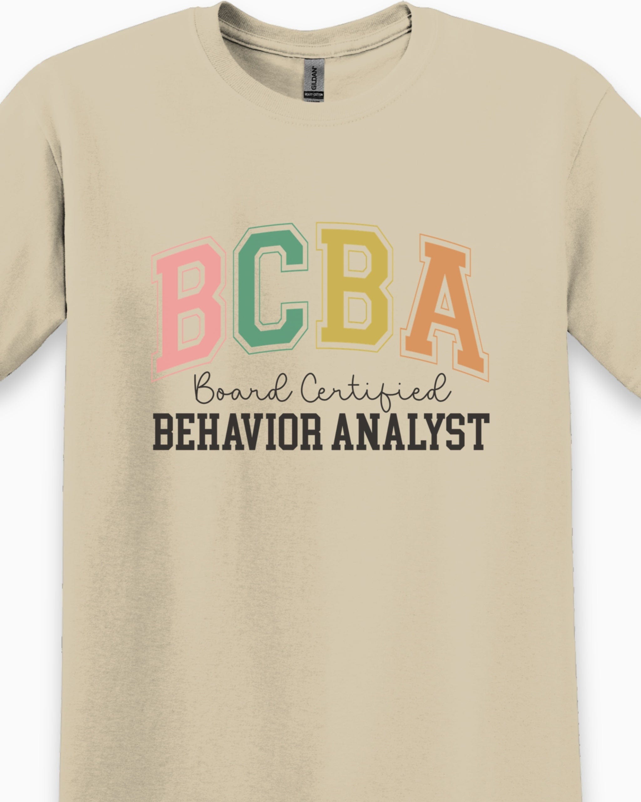 BCBA - Board Certified Behavior Analyst College Style Tee-Neurodiversity, ADHD & Autism Awareness & Acceptance T-Shirt by Daily Bloom