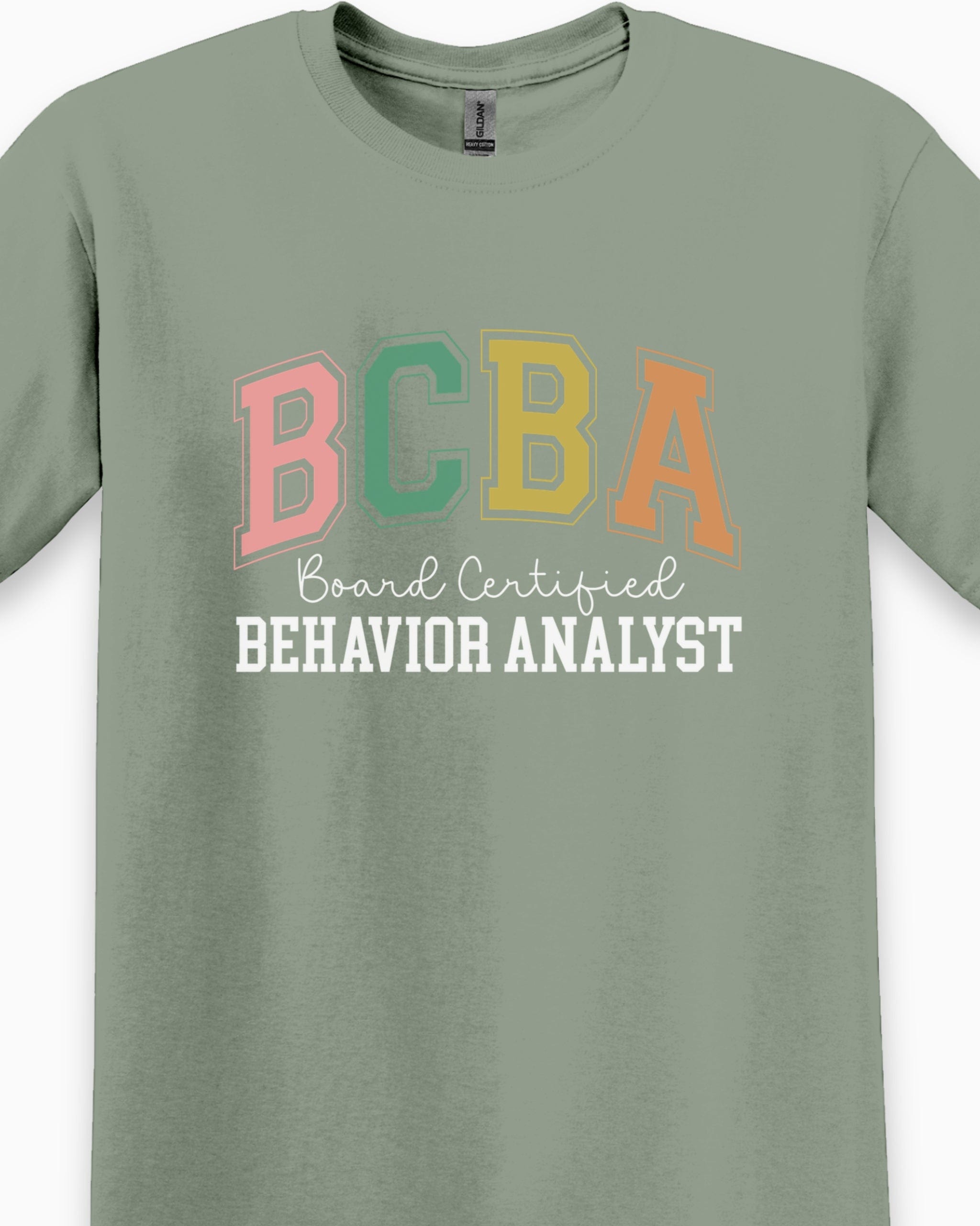 BCBA - Board Certified Behavior Analyst College Style Tee-Neurodiversity, ADHD & Autism Awareness & Acceptance T-Shirt by Daily Bloom