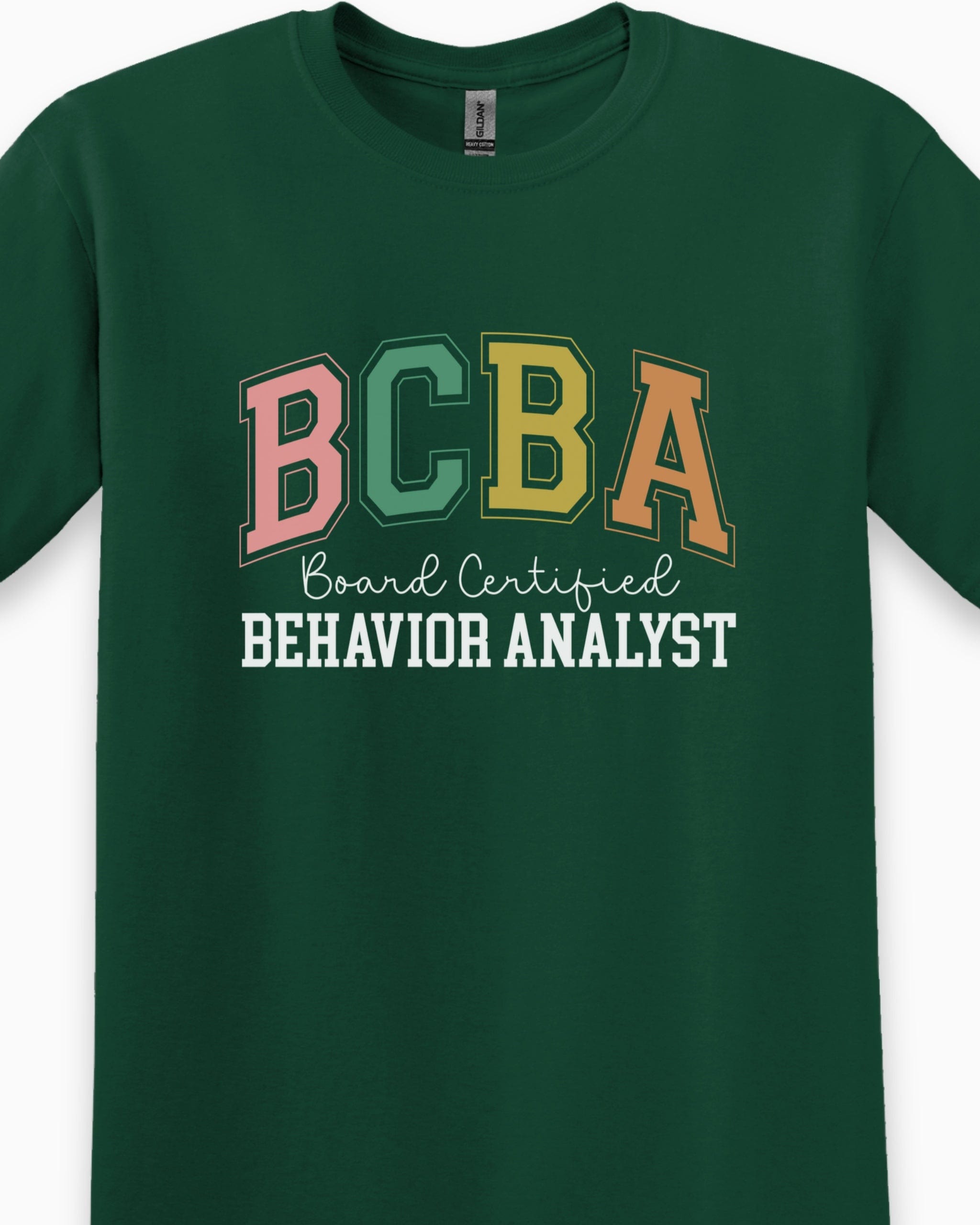 BCBA - Board Certified Behavior Analyst College Style Tee-Neurodiversity, ADHD & Autism Awareness & Acceptance T-Shirt by Daily Bloom