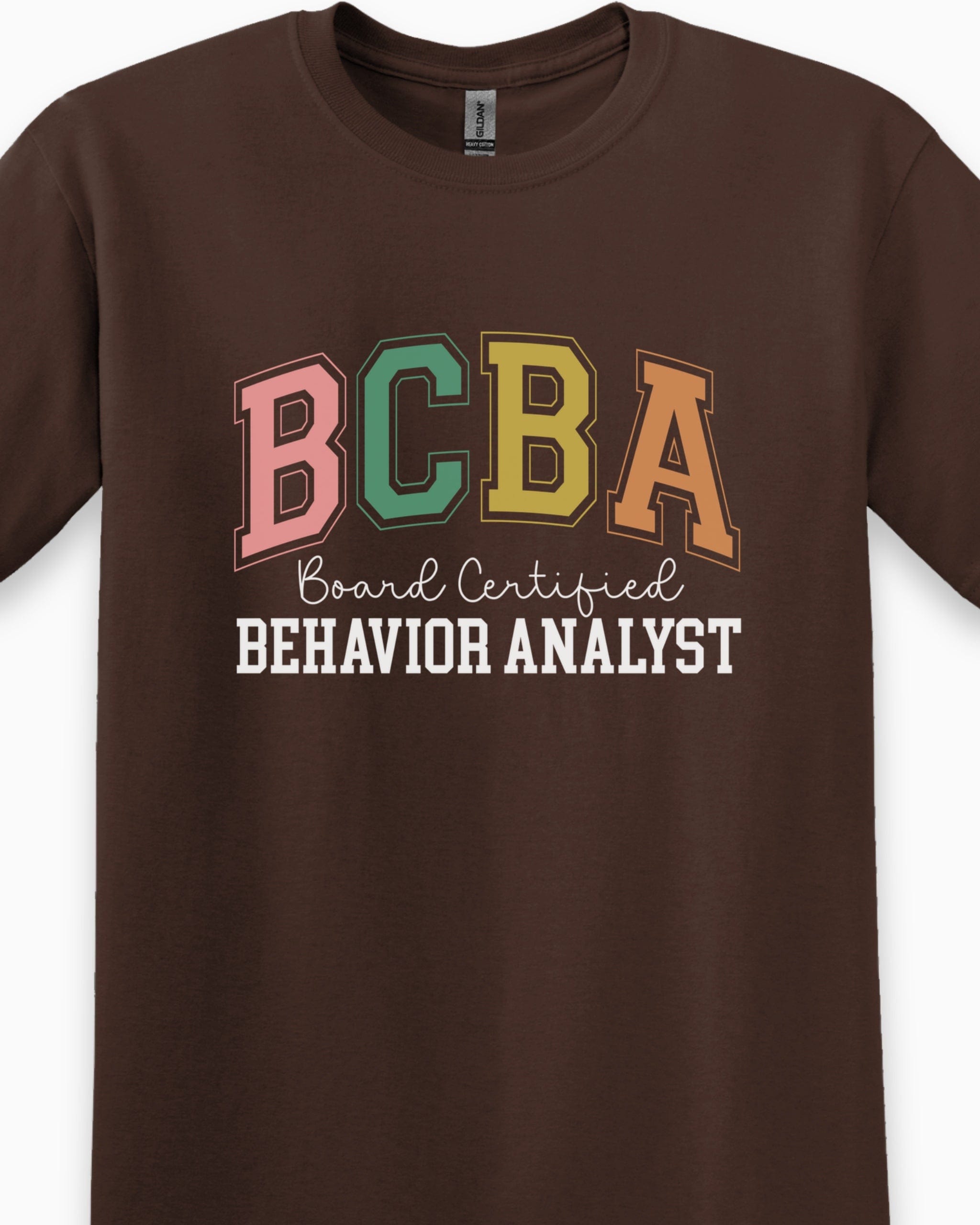 BCBA - Board Certified Behavior Analyst College Style Tee-Neurodiversity, ADHD & Autism Awareness & Acceptance T-Shirt by Daily Bloom