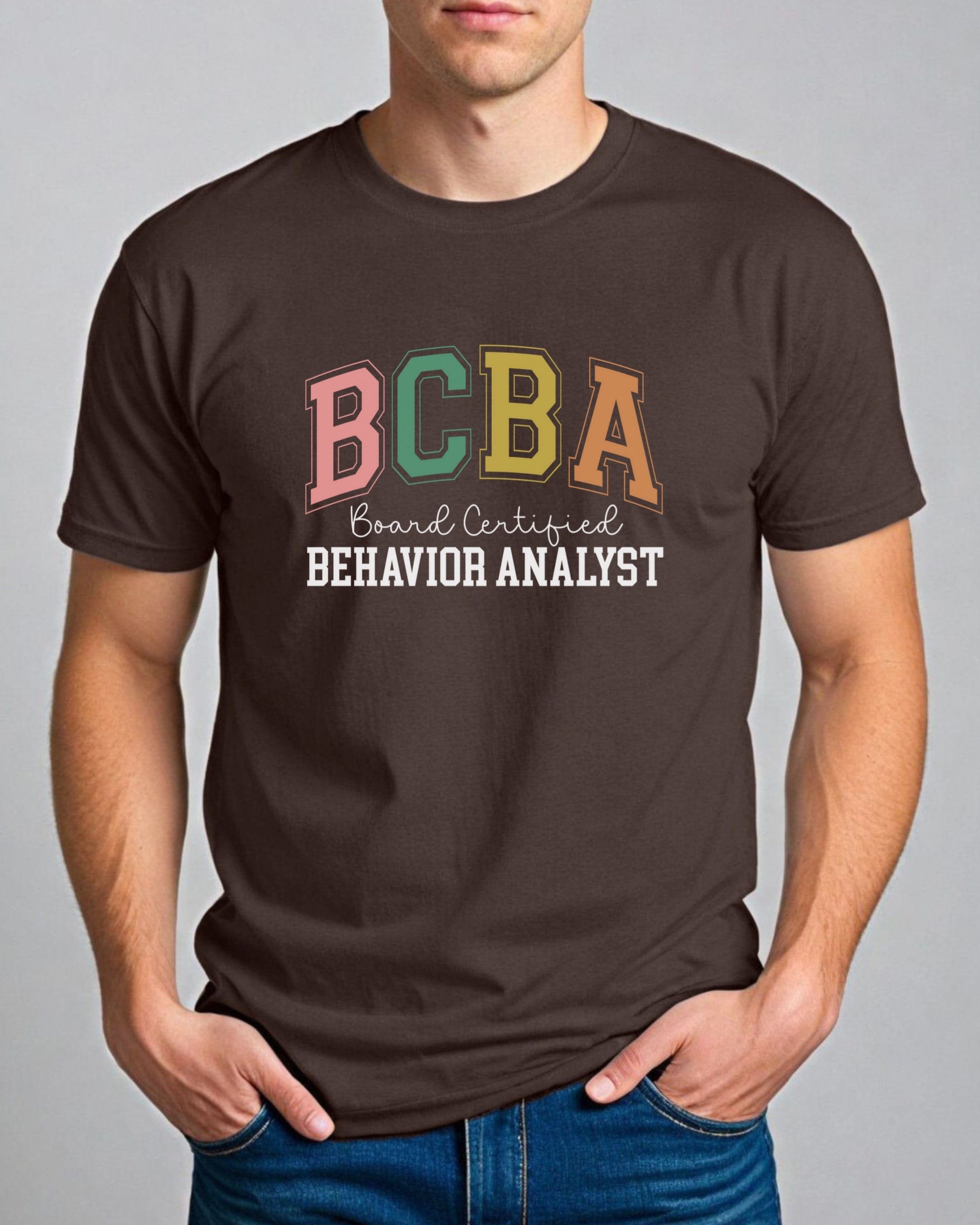 BCBA - Board Certified Behavior Analyst College Style Tee-Neurodiversity, ADHD & Autism Awareness & Acceptance T-Shirt by Daily Bloom