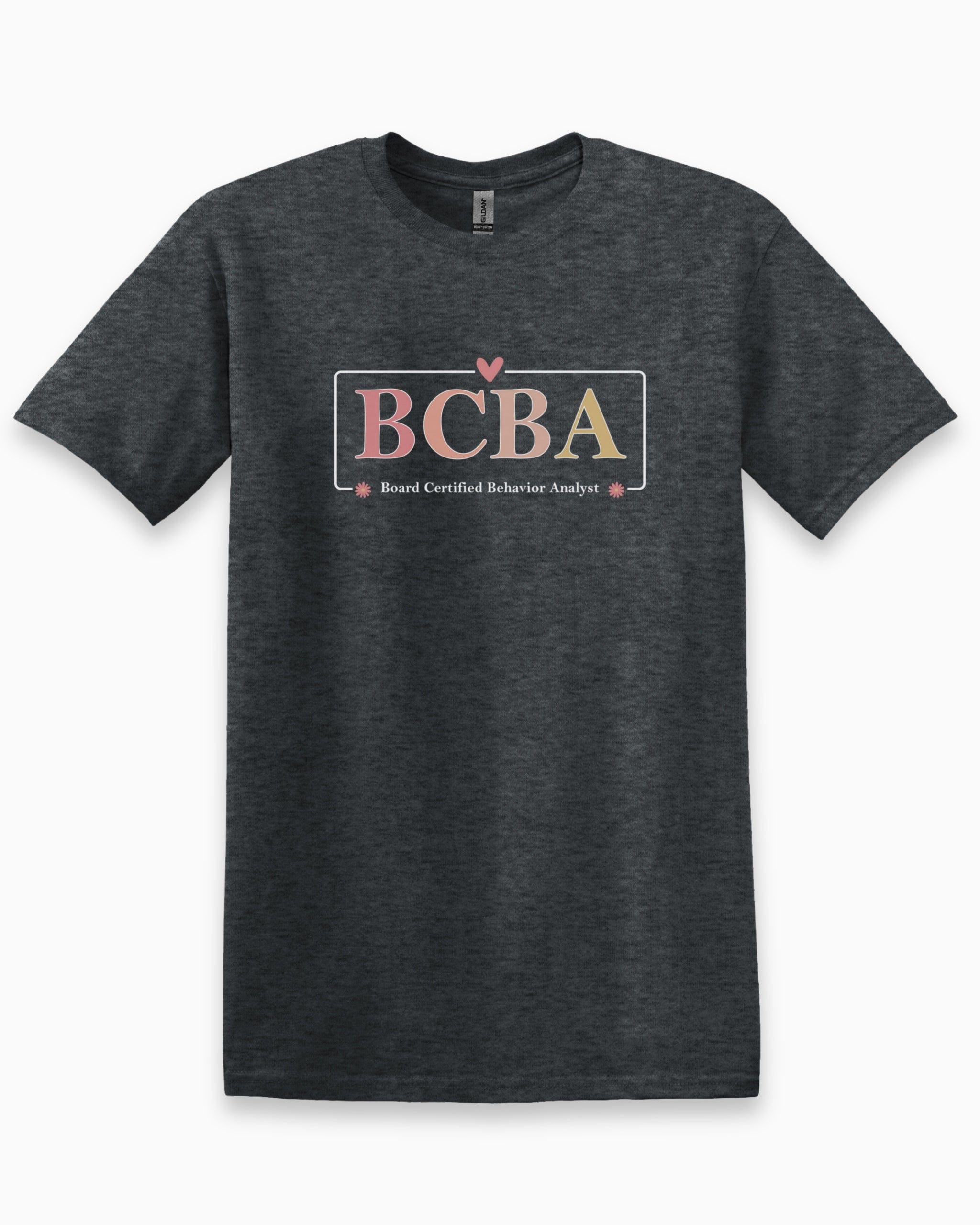 BCBA Outline Tee-Dark Heather Grey-Neurodiversity, ADHD & Autism Awareness & Acceptance T-Shirt by Daily Bloom