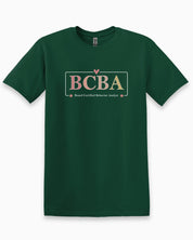 BCBA Outline Tee-Forest Green-Neurodiversity, ADHD & Autism Awareness & Acceptance T-Shirt by Daily Bloom
