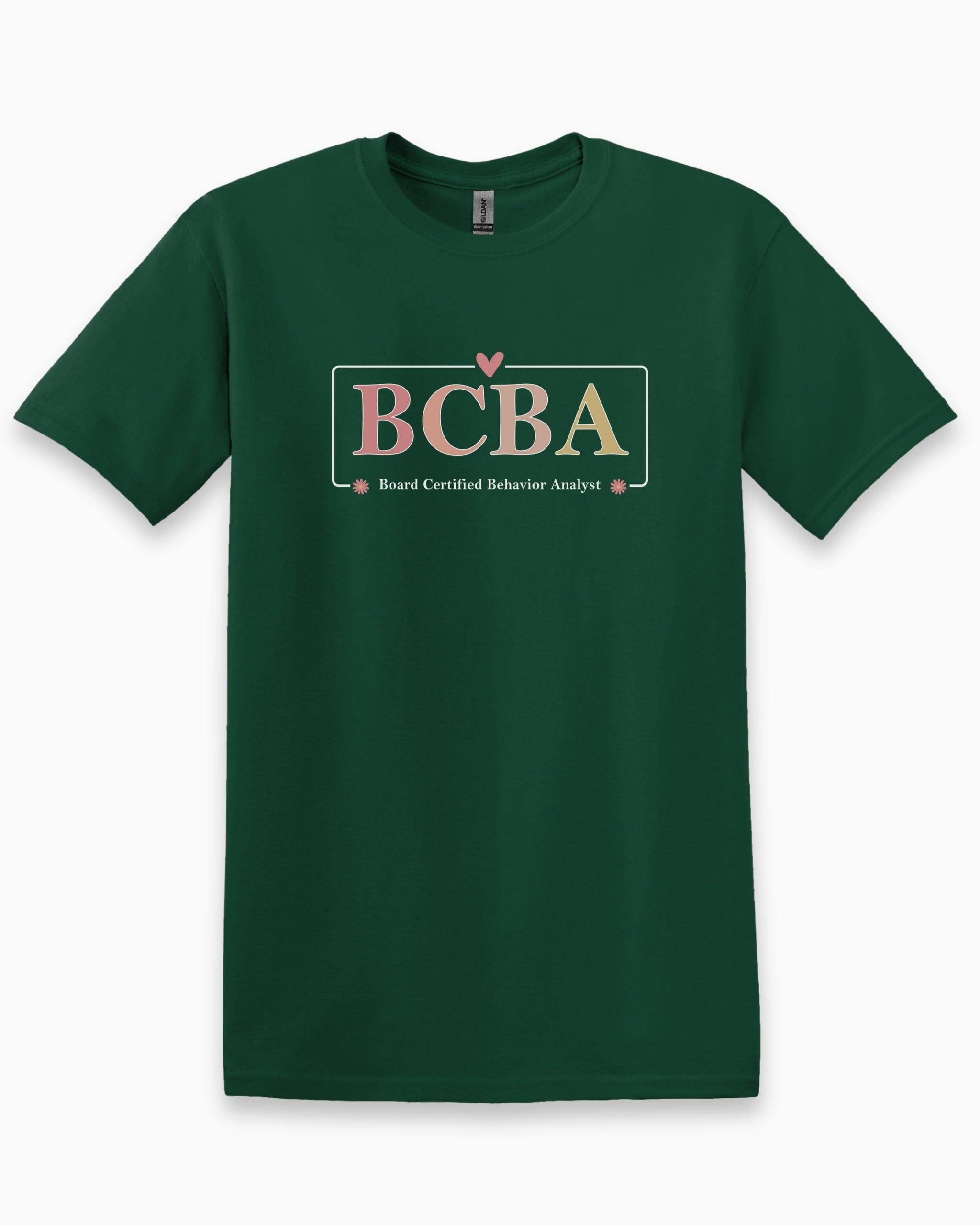 BCBA Outline Tee-Forest Green-Neurodiversity, ADHD & Autism Awareness & Acceptance T-Shirt by Daily Bloom