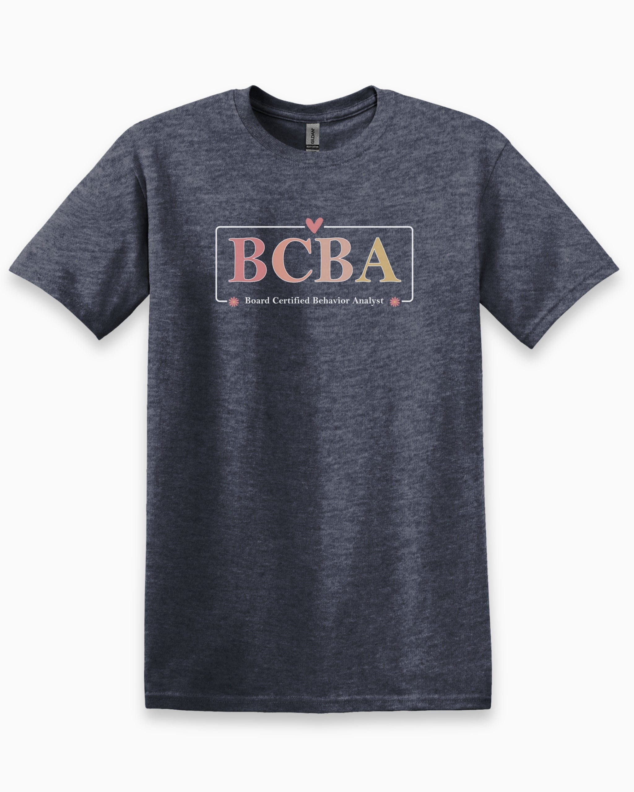 BCBA Outline Tee-Heather Navy-Neurodiversity, ADHD & Autism Awareness & Acceptance T-Shirt by Daily Bloom