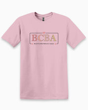 BCBA Outline Tee-Light Pink-Neurodiversity, ADHD & Autism Awareness & Acceptance T-Shirt by Daily Bloom