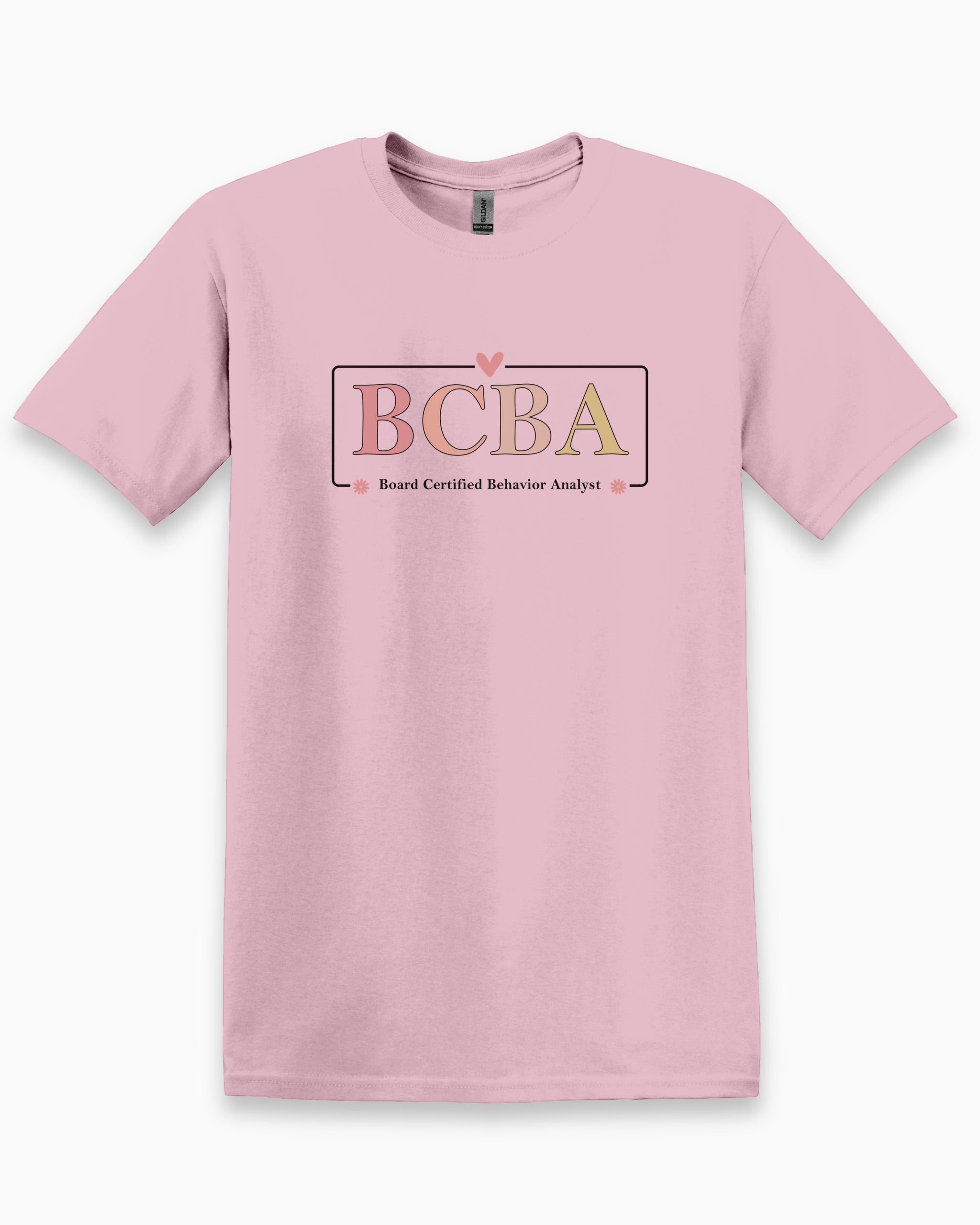 BCBA Outline Tee-Light Pink-Neurodiversity, ADHD & Autism Awareness & Acceptance T-Shirt by Daily Bloom