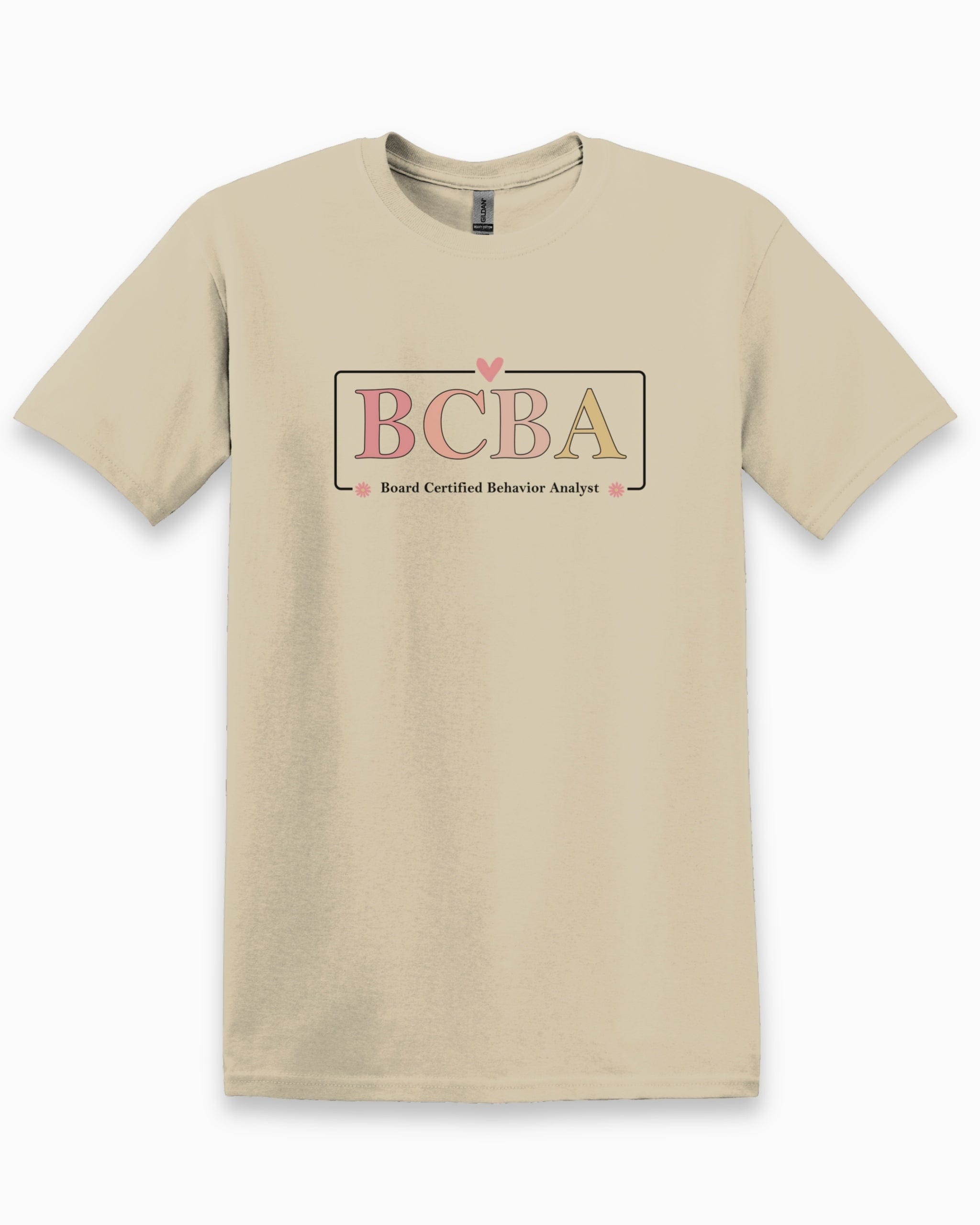 BCBA Outline Tee-Sand-Neurodiversity, ADHD & Autism Awareness & Acceptance T-Shirt by Daily Bloom