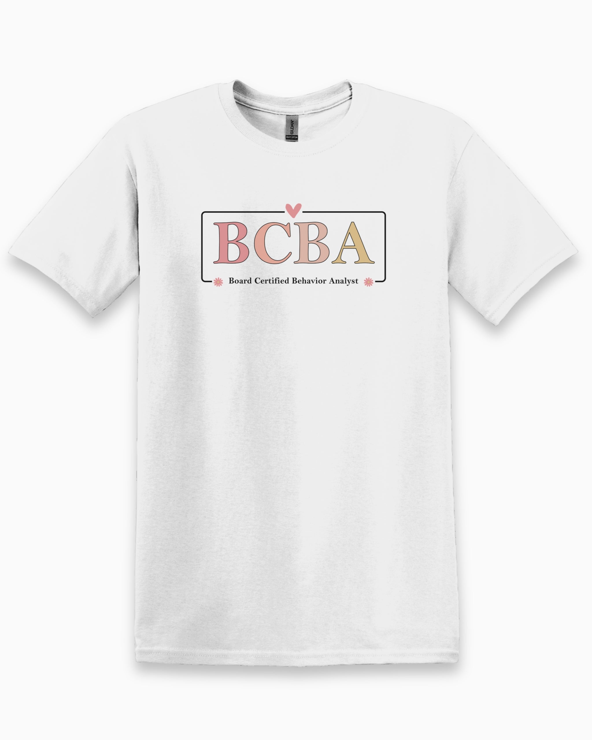 BCBA Outline Tee-White-Neurodiversity, ADHD & Autism Awareness & Acceptance T-Shirt by Daily Bloom