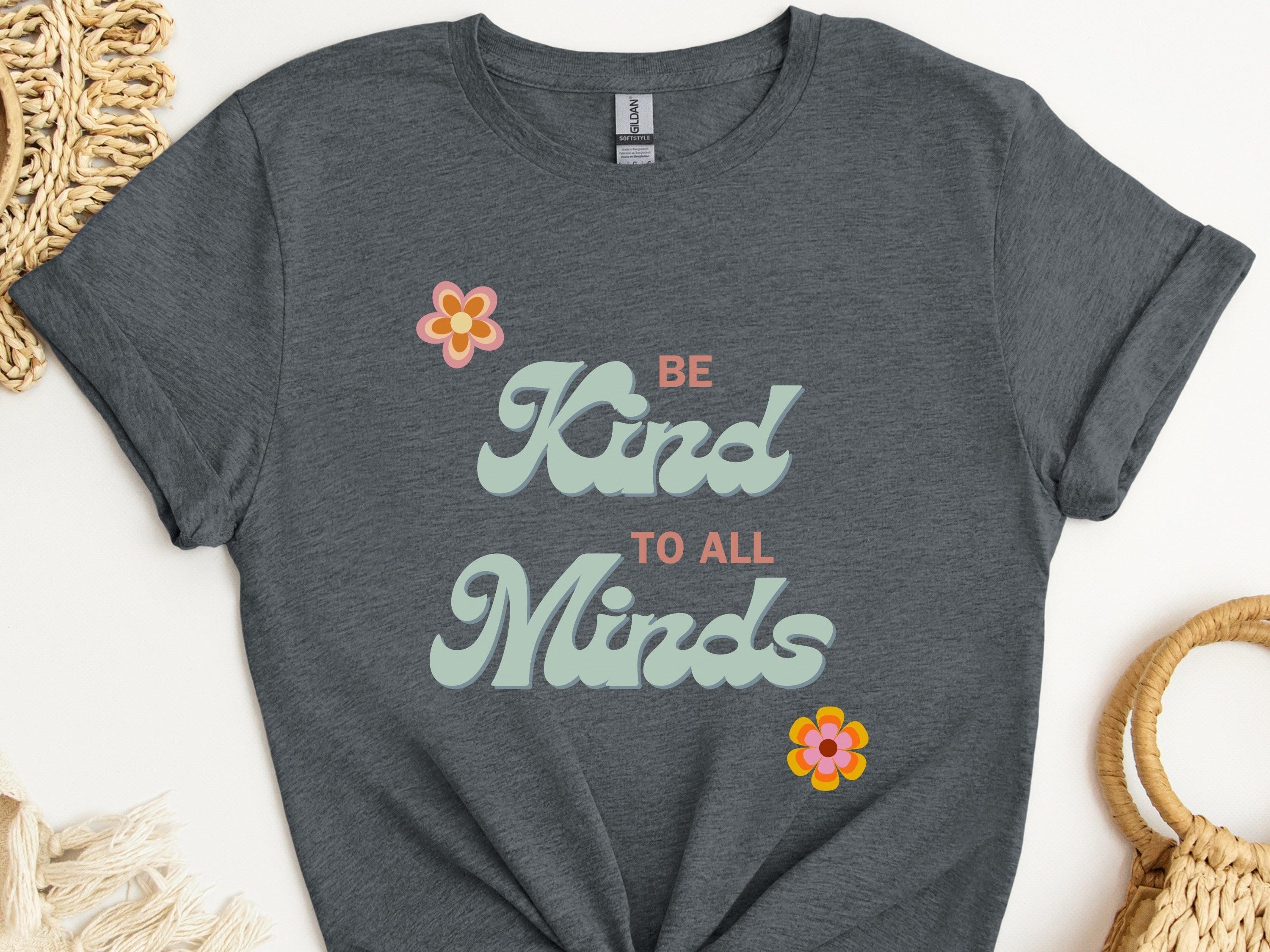 Be Kind to All Minds Tee-Dark Heather Grey-Neurodiversity, ADHD & Autism Awareness & Acceptance T-Shirt by Daily Bloom