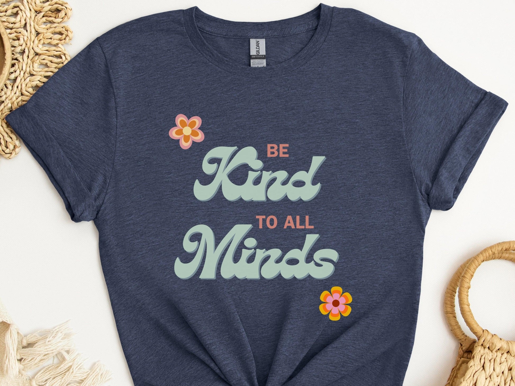 Be Kind to All Minds Tee-Heather Navy-Neurodiversity, ADHD & Autism Awareness & Acceptance T-Shirt by Daily Bloom