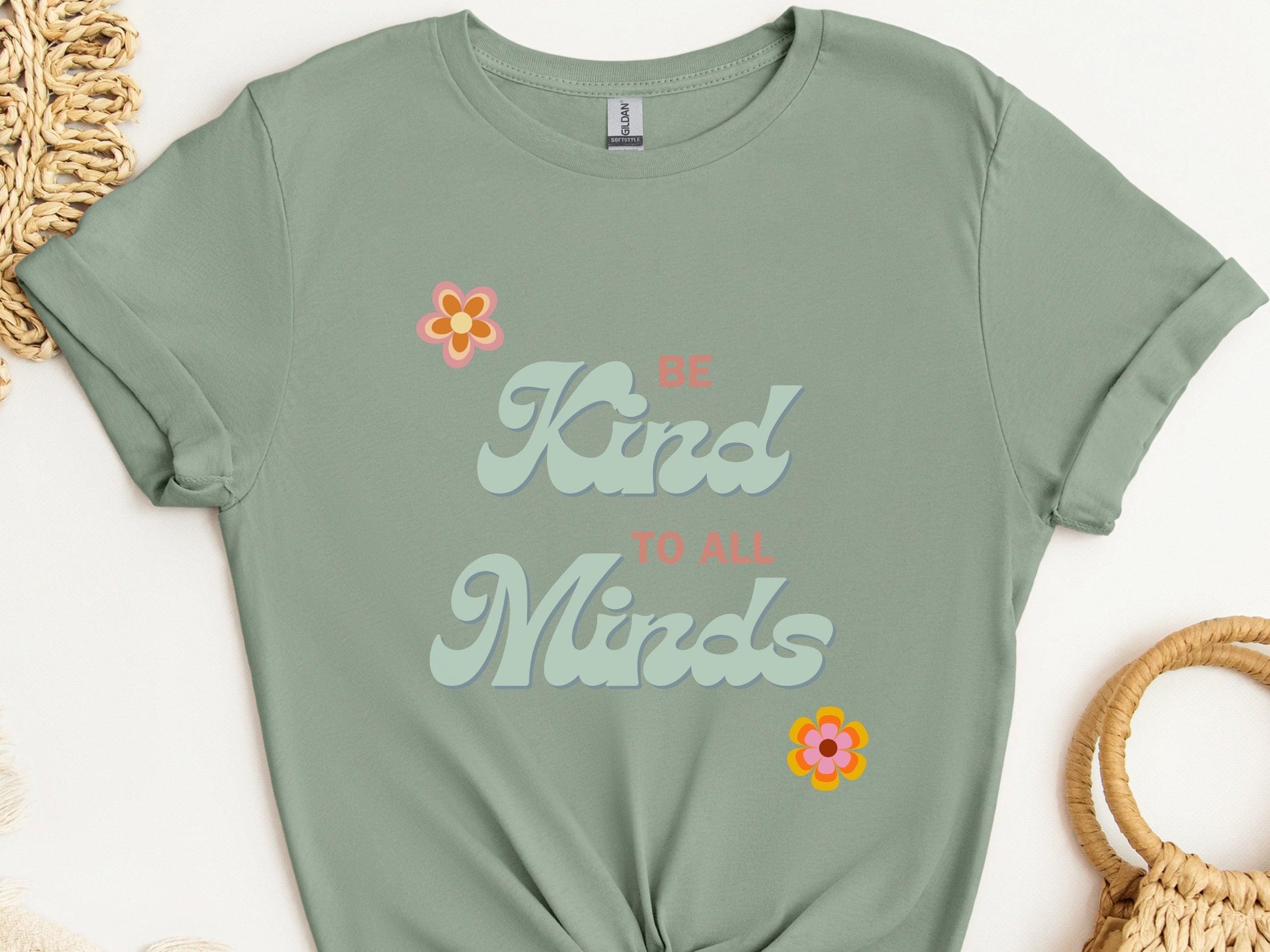 Be Kind to All Minds Tee-Sage-Neurodiversity, ADHD & Autism Awareness & Acceptance T-Shirt by Daily Bloom