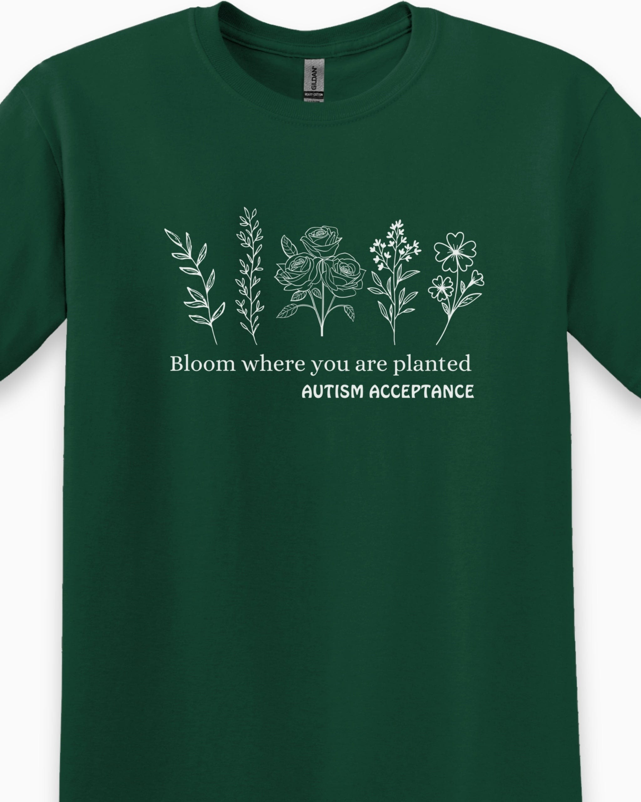 Bloom Where You Are Planted - Autism Acceptance Wildflowers Tee-Neurodiversity, ADHD & Autism Awareness & Acceptance T-Shirt by Daily Bloom