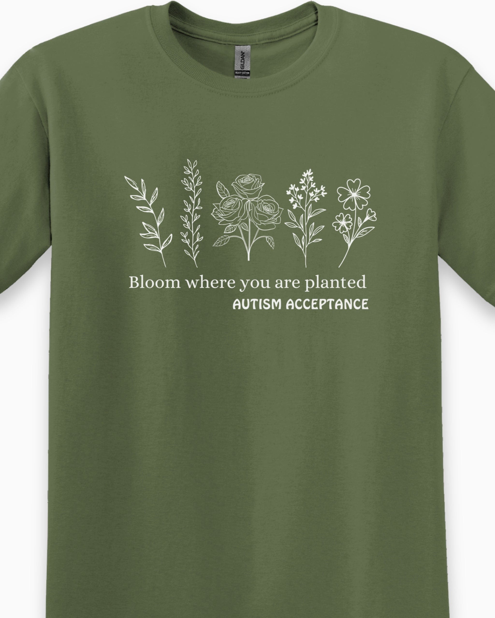 Bloom Where You Are Planted - Autism Acceptance Wildflowers Tee-Neurodiversity, ADHD & Autism Awareness & Acceptance T-Shirt by Daily Bloom