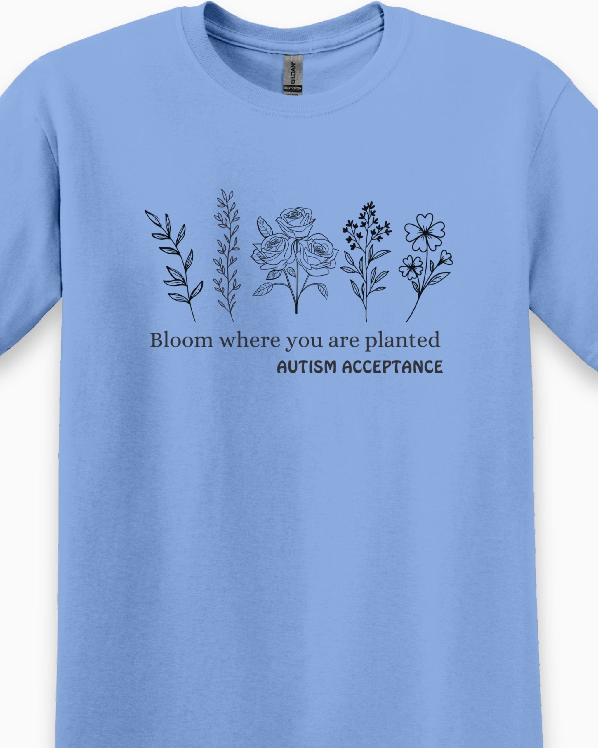 Bloom Where You Are Planted - Autism Acceptance Wildflowers Tee-Neurodiversity, ADHD & Autism Awareness & Acceptance T-Shirt by Daily Bloom