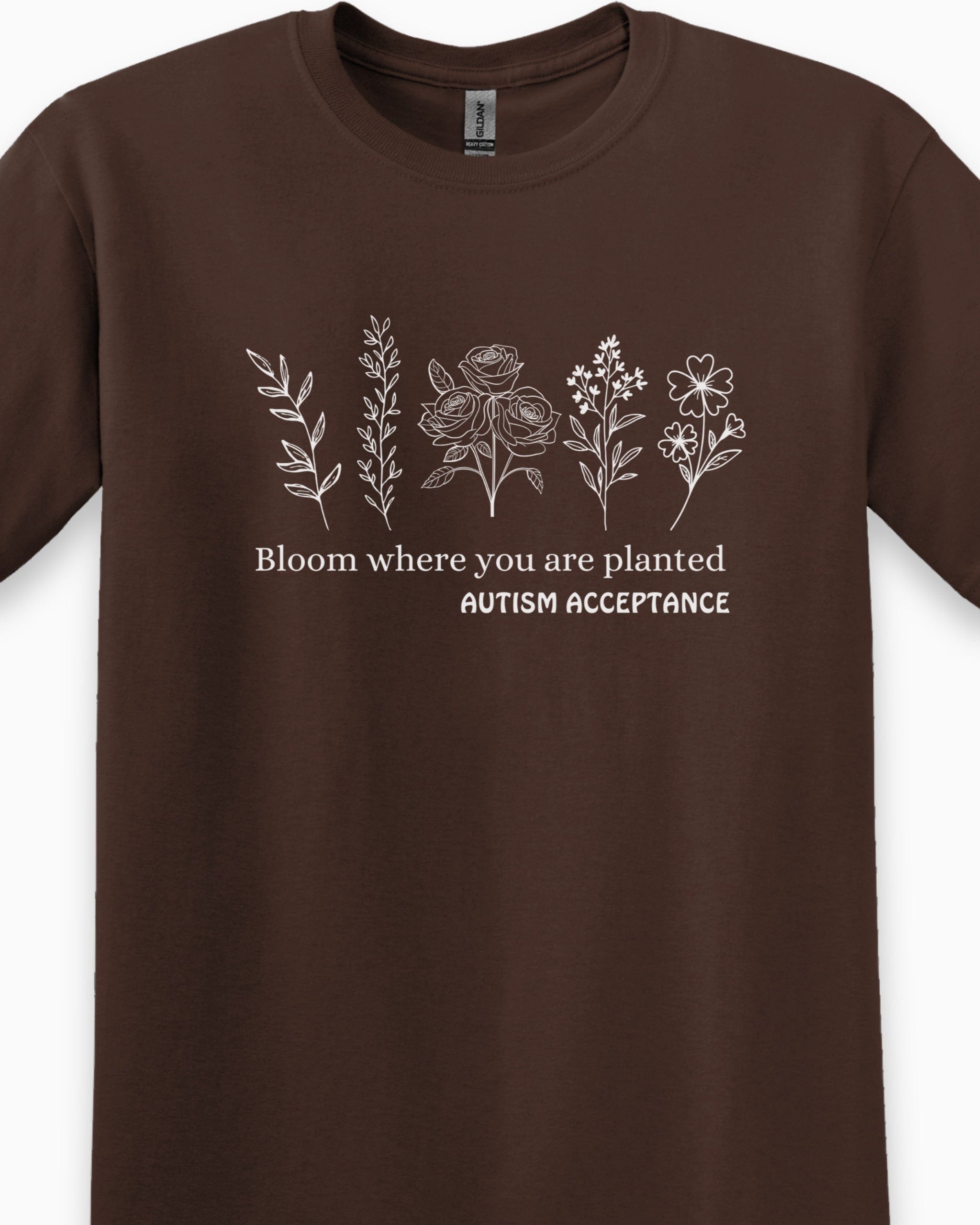 Bloom Where You Are Planted - Autism Acceptance Wildflowers Tee-Neurodiversity, ADHD & Autism Awareness & Acceptance T-Shirt by Daily Bloom