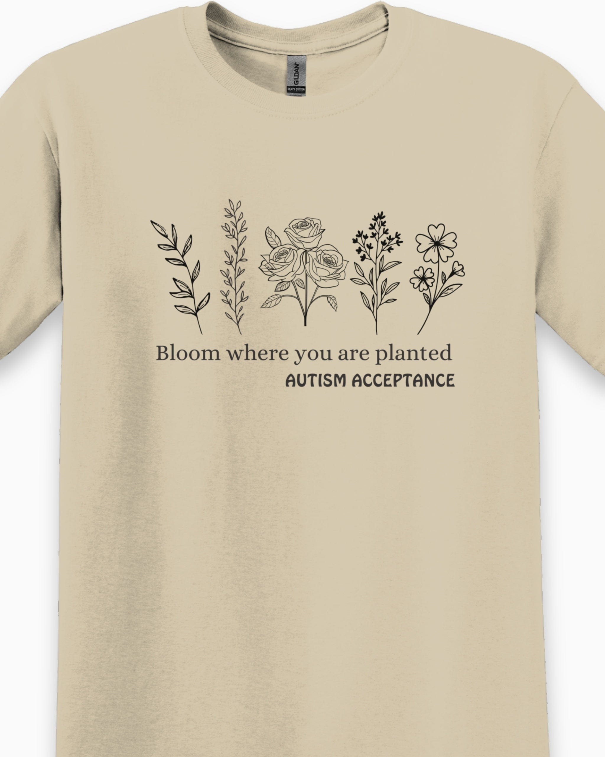 Bloom Where You Are Planted - Autism Acceptance Wildflowers Tee-Neurodiversity, ADHD & Autism Awareness & Acceptance T-Shirt by Daily Bloom