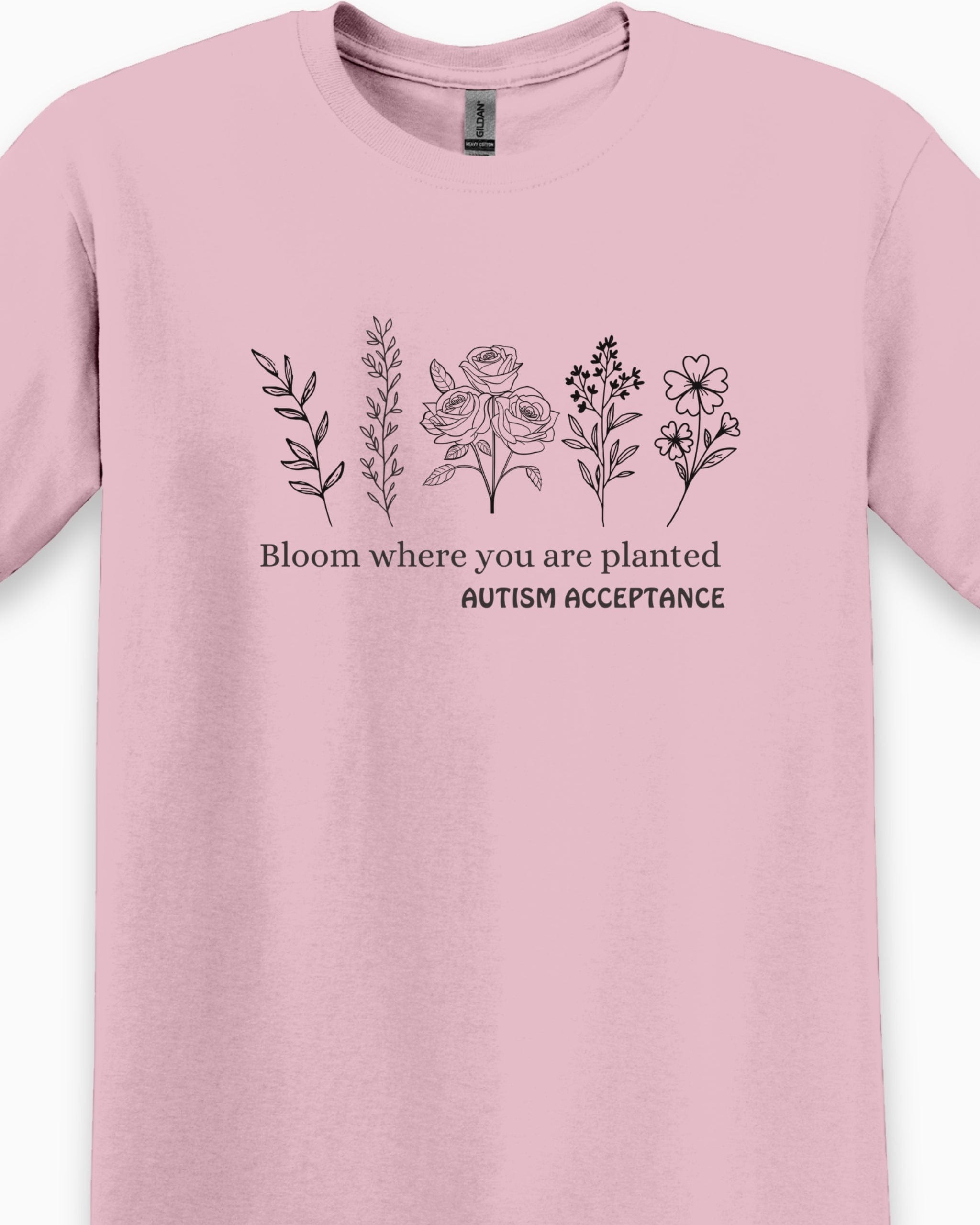 Bloom Where You Are Planted - Autism Acceptance Wildflowers Tee-Neurodiversity, ADHD & Autism Awareness & Acceptance T-Shirt by Daily Bloom