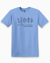 Bloom Where You Are Planted - Autism Acceptance Wildflowers Tee-Carolina Blue-Neurodiversity, ADHD & Autism Awareness & Acceptance T-Shirt by Daily Bloom