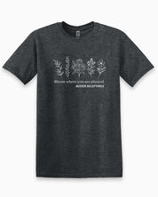 Bloom Where You Are Planted - Autism Acceptance Wildflowers Tee-Dark Heather Grey-Neurodiversity, ADHD & Autism Awareness & Acceptance T-Shirt by Daily Bloom