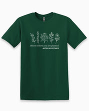 Bloom Where You Are Planted - Autism Acceptance Wildflowers Tee-Forest Green-Neurodiversity, ADHD & Autism Awareness & Acceptance T-Shirt by Daily Bloom