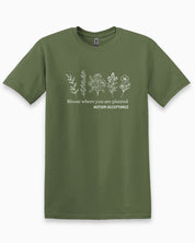 Bloom Where You Are Planted - Autism Acceptance Wildflowers Tee-Military Green-Neurodiversity, ADHD & Autism Awareness & Acceptance T-Shirt by Daily Bloom